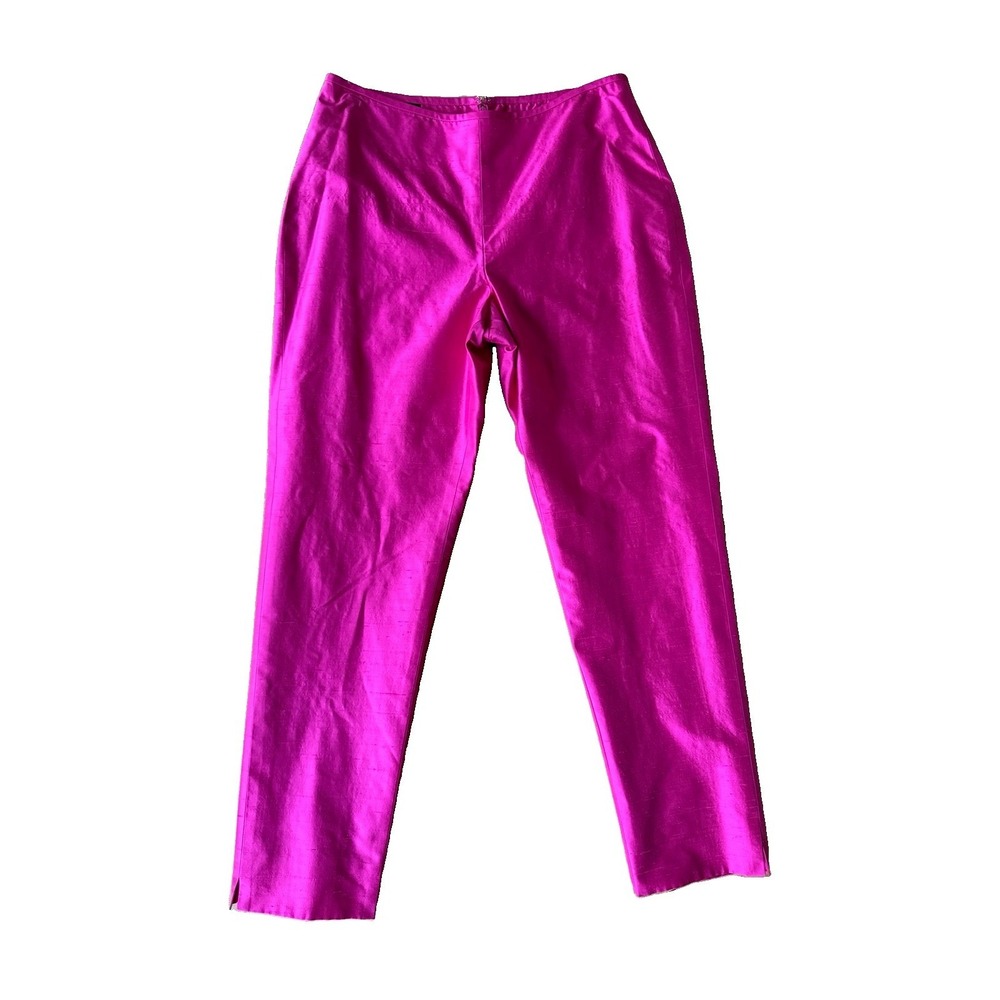 Carmen Marc Valvo VTG Silk Cigarette Pants Sz 10 Fit 6-8 Fuchsia Magenta Tapered